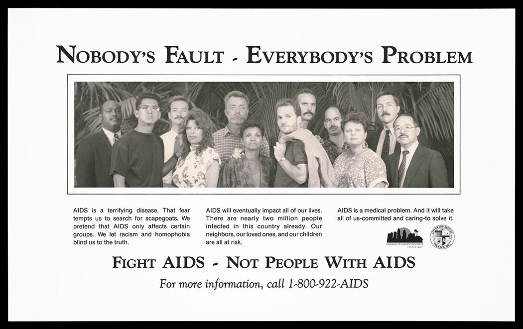 Men and women representing the Community Development Department of the city of Los Angeles and the fight against AIDS