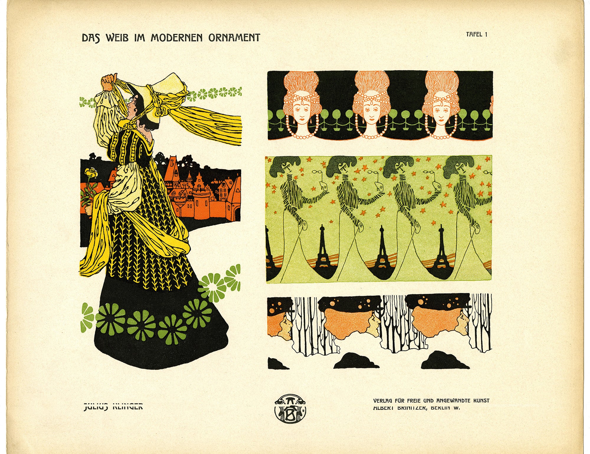 An illustration from the book Woman in Modern Ornamentation featuring several elements of design.