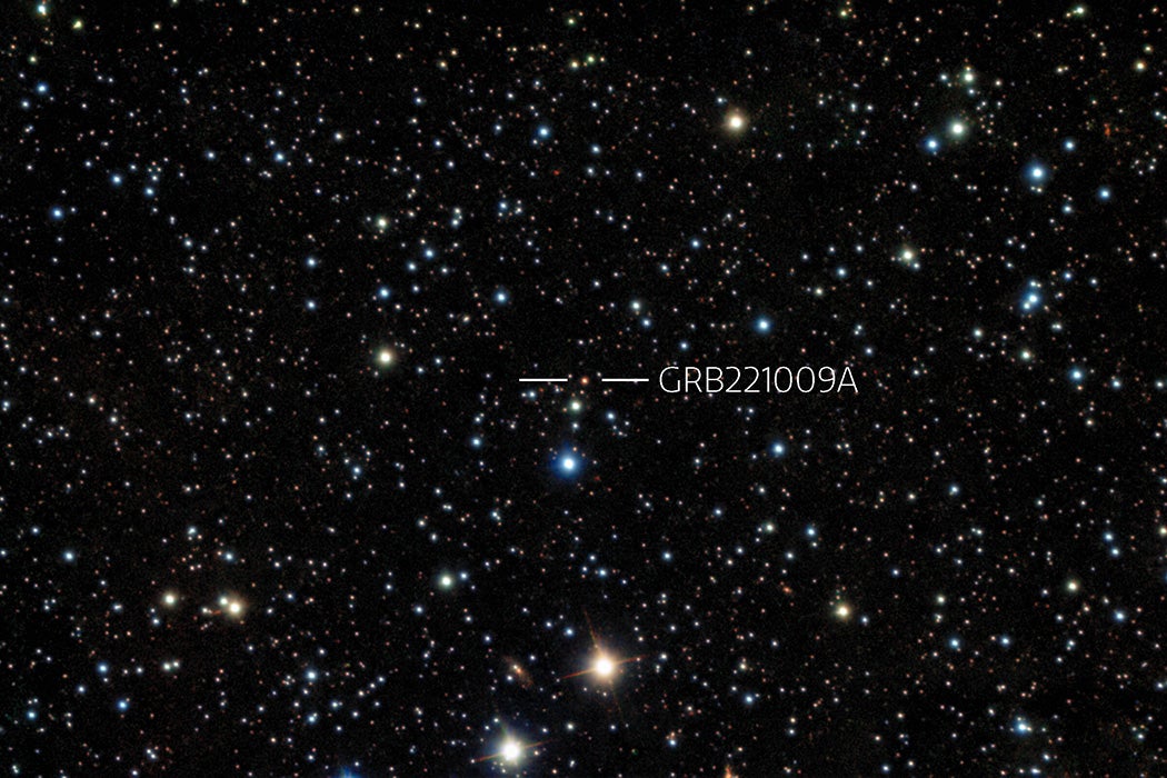 International Gemini Observatory/NOIRLab/NSF/AURA/B. O'Connor (UMD/GWU) & J. Rastinejad & W Fong (Northwestern Univ) Image processing: T.A. Rector (University of Alaska Anchorage/NSF’s NOIRLab), J. Miller, M. Zamani & D. de Martin (NSF’s NOIRLab)