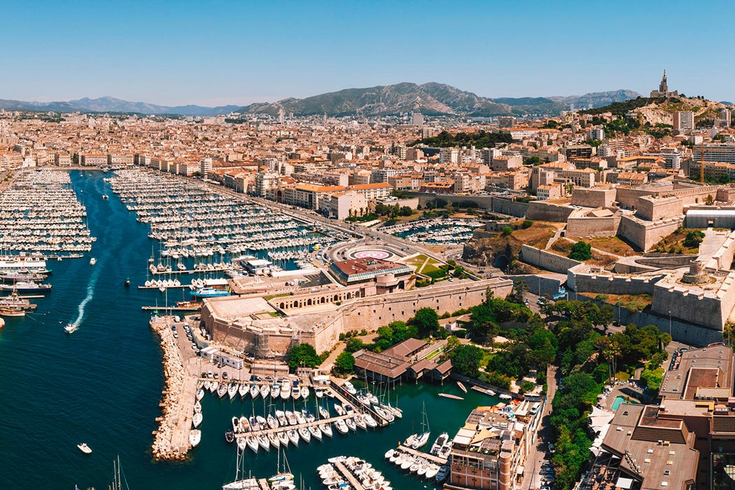 Aerial view of Old Port of Marseille, France