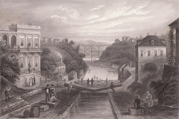 Source: https://commons.wikimedia.org/wiki/File:Erie_Canal,_Lockport_New_York,_c.1855.jpg