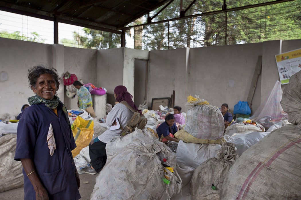 A photograph of trash pickers from the Waste Matters Project
