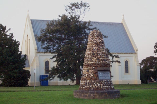 A cairn commemorating Angus McMillan in Stratford, Victoria, Australia