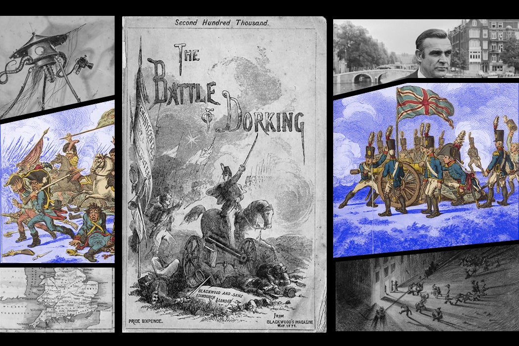A collage featuring the cover of the Battle of Dorking